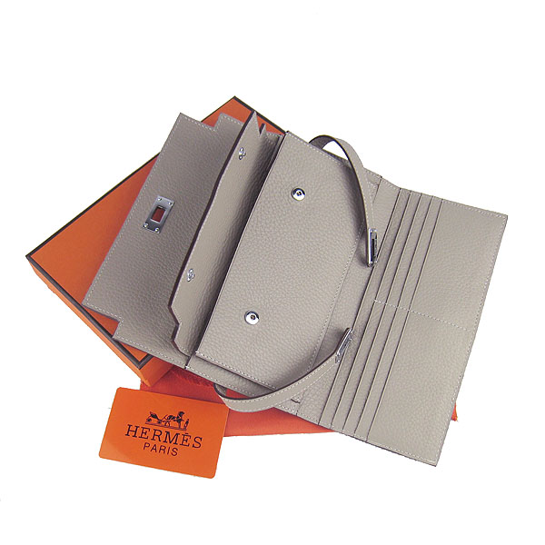 High Quality Hermes Kelly Long Clutch Bag Gray H009 Replica